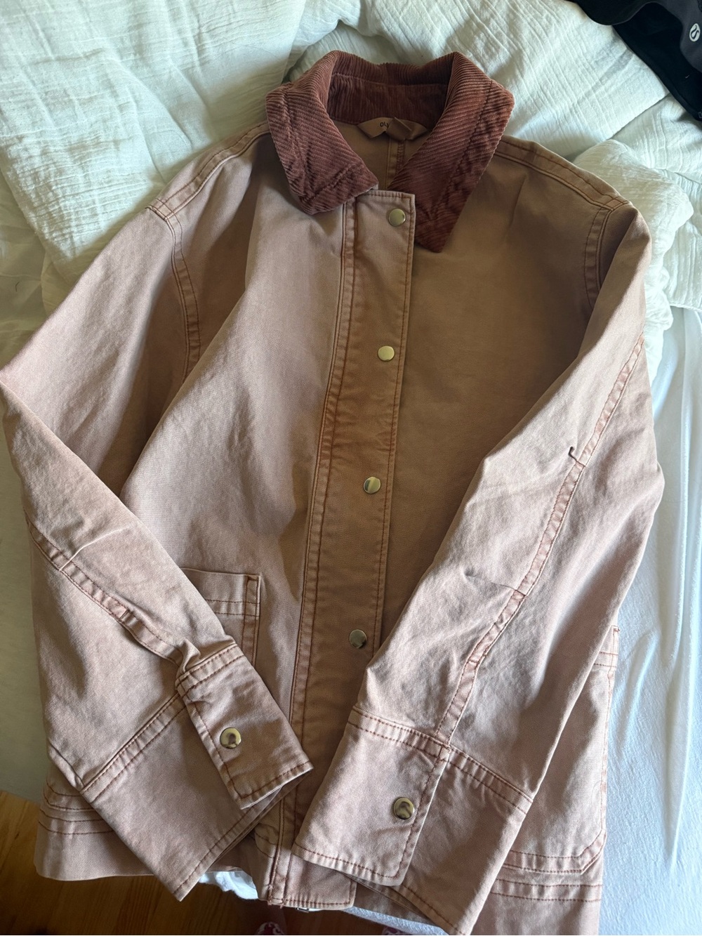 Old Navy Dusty Pink Utility Jacket with Corduroy Collar